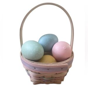 Longaberger Easter Basket Whitewashed Pastel Celebration Jellybean Small & EGGS!